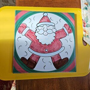 vintage handmade tile Santa Claus made in Deruta Italy